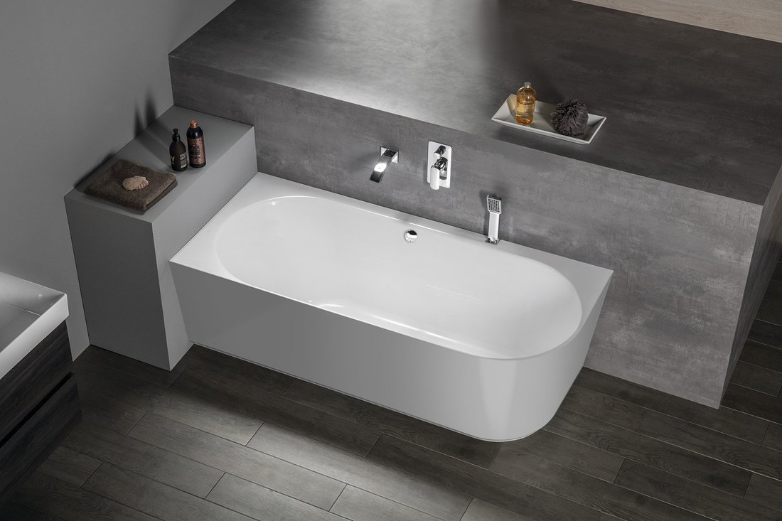 SUSSI L volně stojící vana litý mramor 160x70x49,5cm, bílá