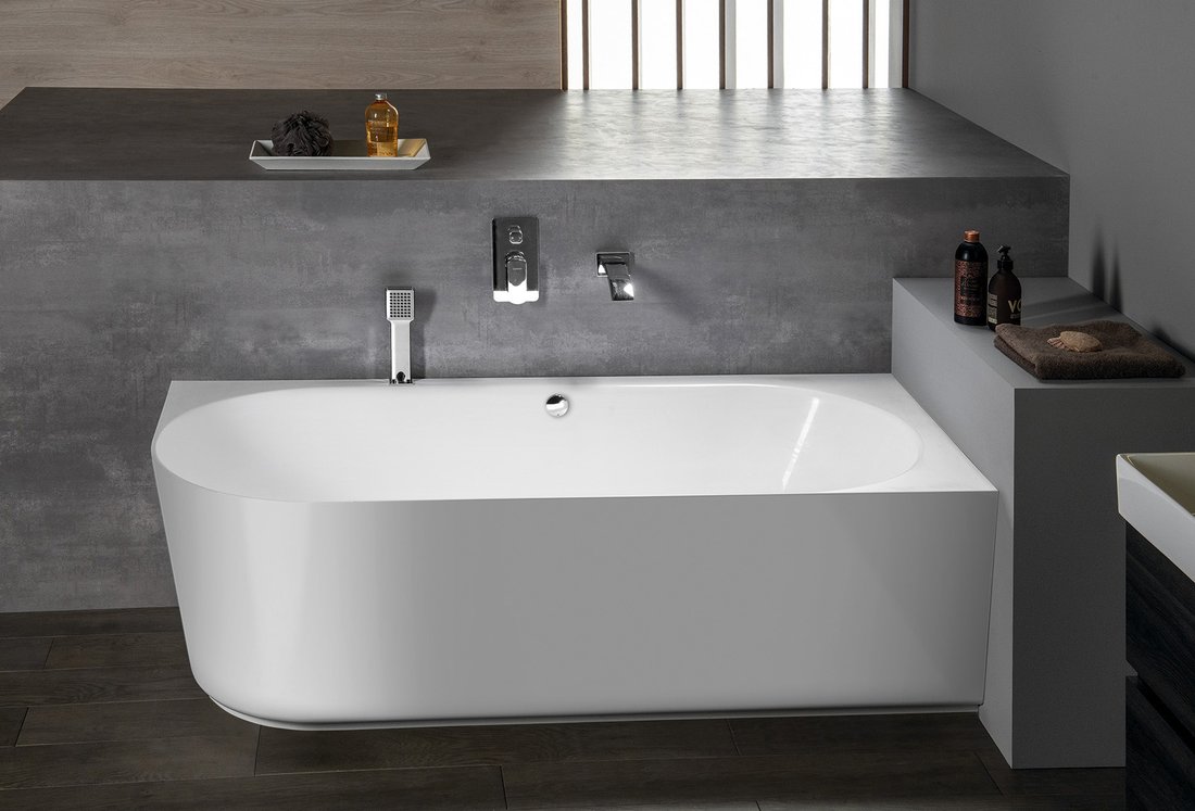 SUSSI R volně stojící vana litý mramor 160x70x49,5cm, bílá