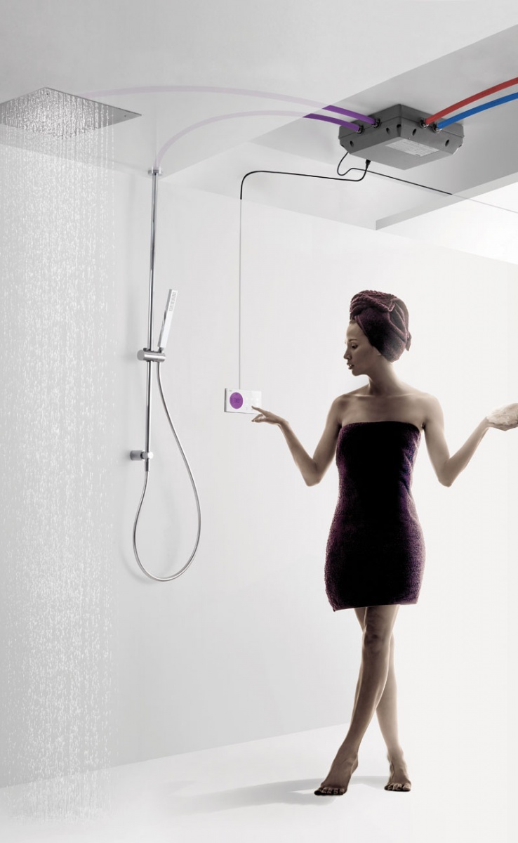 Sprchový termostatický podomítkový digitální set-příklad instalace TRES shower technology