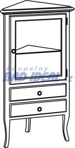 RETRO skříňka rohová 60x120x47cm, starobílá, pravá ( 1717 )
