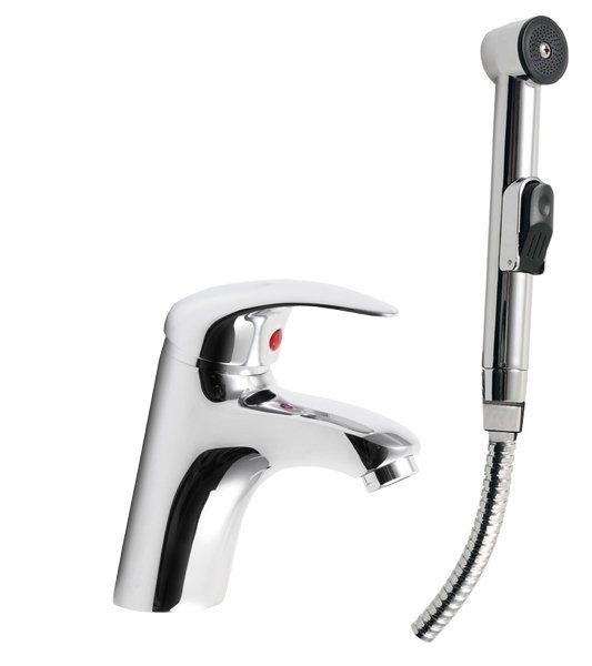 Umyvadlová stojánková baterie s ruční bidetovou sprškou, chrom ( 1209-05 ) (1)