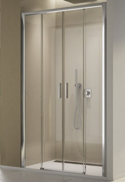 TOP-LINE S dvoudílné posuvné sprchové dveře s 2 pevnými stěnami v rovině šířka 160cm, bezbariérové, aluchrom/čiré sklo (TLS41605007) (16)