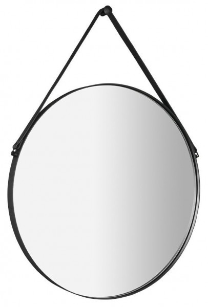 ORBITER zrcadlo kulaté s koženým páskem, ø 70cm, černá mat (ORT070) (1)