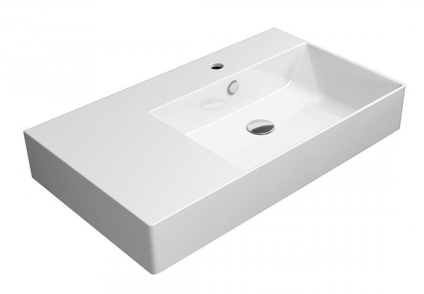 KUBE X umyvadlo 80x47 cm, s odkladnou plochou vlevo, bílá ExtraGlaze (9457111) (1)
