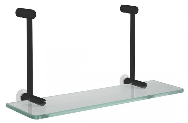 Závěsná skleněná polička na sprchovou zástěnu 400x180x125mm, černá mat (1301-15B) (1)