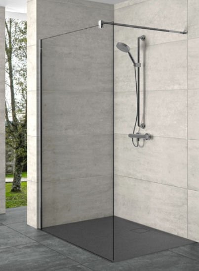 HÜPPE DESIGN pure Walk-In boční stěna samostatně stojící, příčná vzpěra, tloušťka skla 8mm, 087