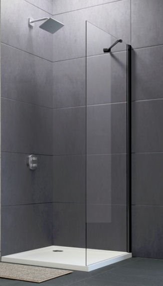 HÜPPE DESIGN PURE WALK-IN BOČNÍ STĚNA SAMOSTATNĚ STOJÍCÍ, STABILIZAČNÍ VZPĚRA, Black Metal 123