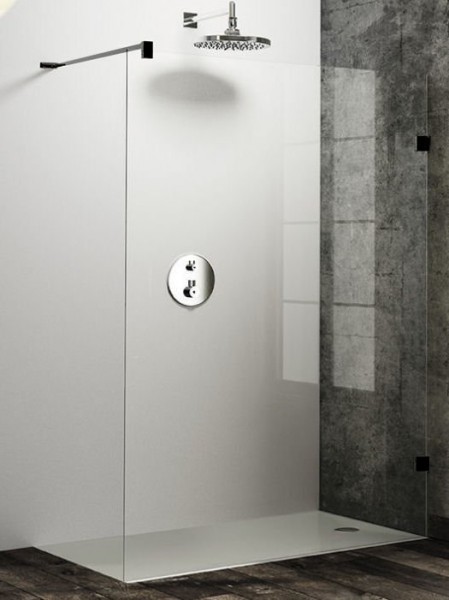 HÜPPE SOLVAPRO BEZRÁMOVÁ WALK-IN BOČNÍ STĚNA SAMOSTATNĚ STOJÍCÍ, UPEVNĚNÍ VPRAVO, PŘÍČNÁ VZPĚRA 123