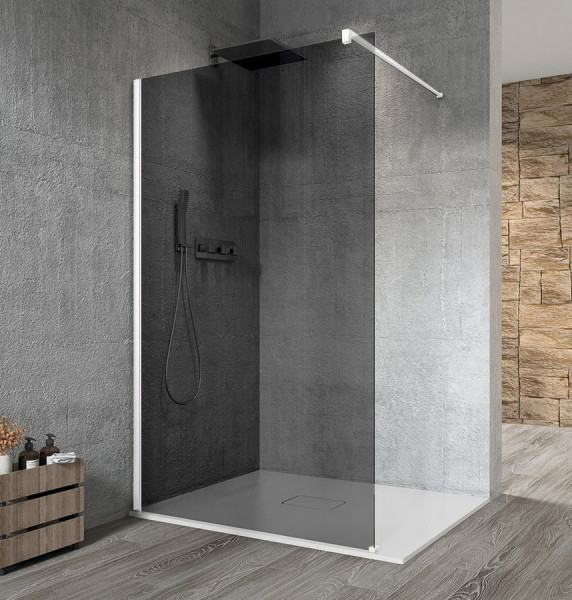 VARIO WHITE jednodílná sprchová zástěna k instalaci ke stěně, kouřové sklo, 700 mm (GX1370GX1015)