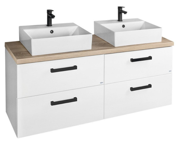 VEGA sestava koupelnového nábytku, š. 125 cm, bílá/dub platin (VG064-04)