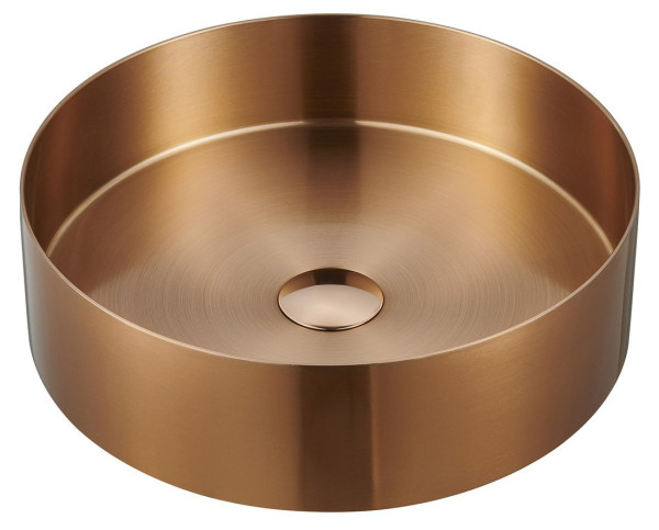 AURUM nerezové kulaté umyvadlo, průměr 38 cm, včetně výpusti, růžové zlato matné (AU301)