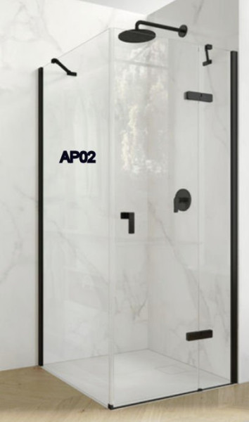 HÜPPE AURA pure boční stěna pro křídlové dveře (AP02) + křídlové dveře s PS, Black