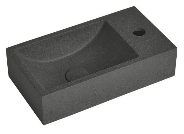 CREST R betonové umyvadlo včetně výpusti, 40x22 cm, černý granit (AR409) (1)