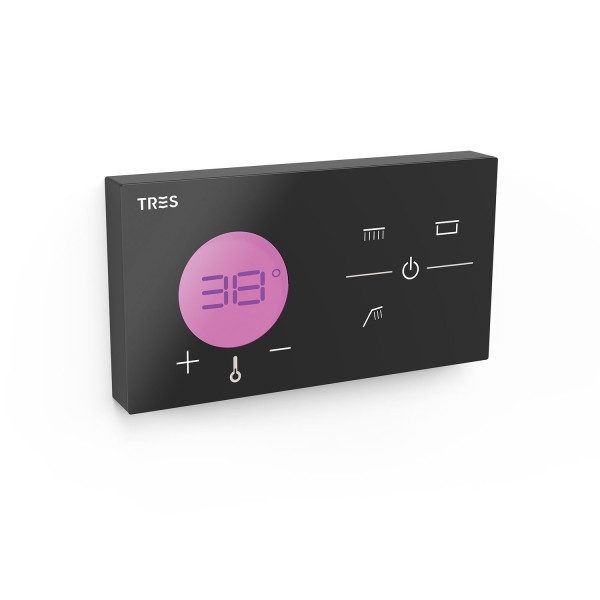 TRES SHOWER TECHNOLOGY BLUE EDITION zapuštěné elektronické termostatické ovládání, 3-cestné, pro ruční sprchu, horní sprchu a přívalovou sprchu / napouštění vany, černé (49288399) (8)