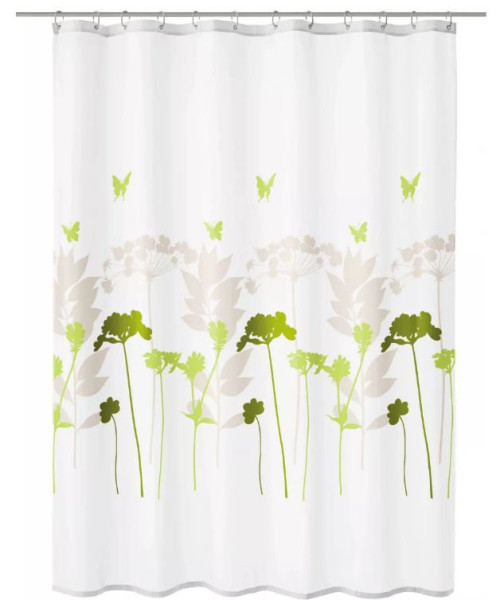 KOUPELNOVÝ ZÁVĚS BARCELONA  180x200cm  textilní, bílá/zelená  ( 5188602305 ) (6)