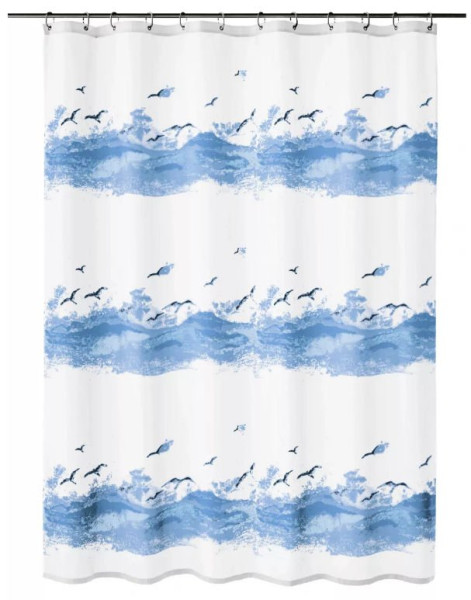 KOUPELNOVÝ ZÁVĚS SEASIDE  180x200cm  textilní, modrý  ( 0856733305 ) (5)