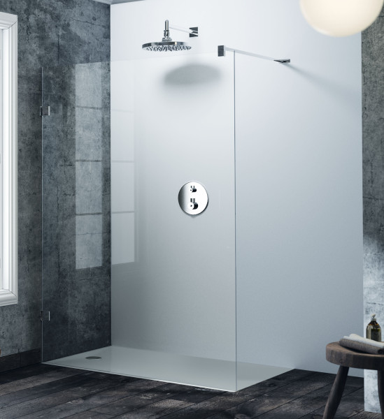 HÜPPE SOLVA bezrámová Walk-In boční stěna samostatně stojící, upevnění vlevo, příčná vzpěra, (S101), stříbrná lesklá 092