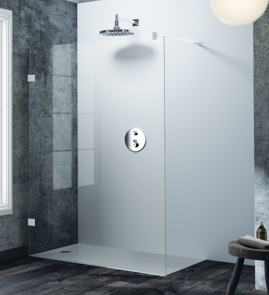 HÜPPE SOLVA bezrámová Walk-In boční stěna samostatně stojící, upevnění vlevo, příčná vzpěra, (S101), bílá matná 182