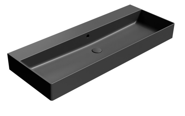 KUBE X keramické umyvadlo 120x47cm, bez otvoru, černá mat (9424026)