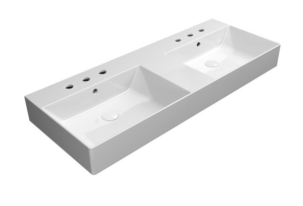 KUBE X keramické dvojumyvadlo 120x47cm, 3 otvory, bílá ExtraGlaze (9425311)