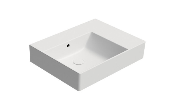 KUBE X keramické umyvadlo 60x47cm, s odkládací plochou vpravo, bez otvoru, bílá mat (9438009)