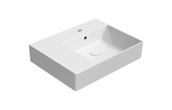 KUBE X keramické umyvadlo 60x47cm, s odkládací plochou vlevo, bílá ExtraGlaze (9439111)