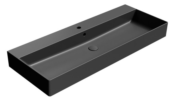 KUBE X keramické umyvadlo 120x47cm, broušená spodní hrana, černá mat (94249126)