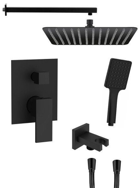 CUBEMIX podomítkový sprchový set s pákovou baterií, 2 výstupy, vyústění, černá mat (CM042B-01)