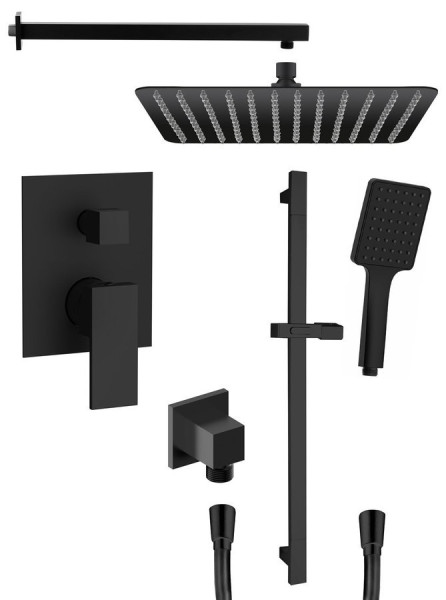 CUBEMIX podomítkový sprchový set s pákovou baterií, 2 výstupy, posuvný držák sprchy, černá mat (CM042B-02)