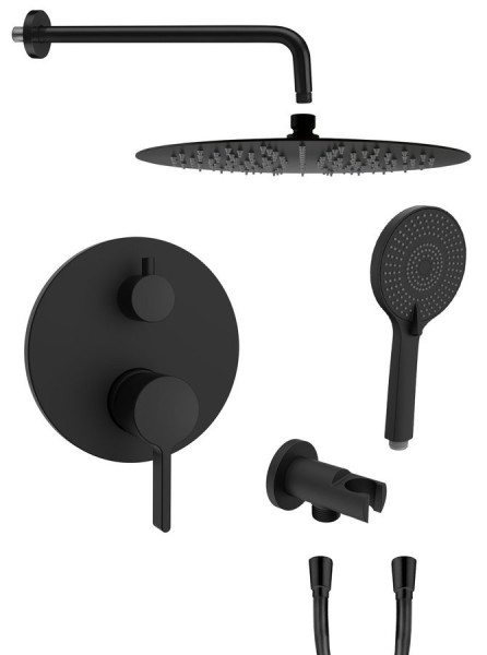 ICONIC podomítkový sprchový set s pákovou baterií, 2 výstupy, vyústění, černá mat (AF042B-01)