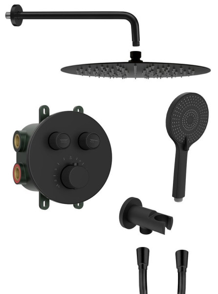 SMART SELECT podomítkový sprchový set s termostatickou baterií, 2 výstupy, vyústění, černá mat (RP032B-01)