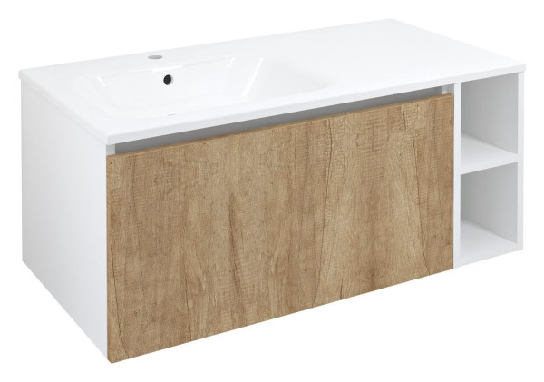 LOREA skříňka s umyvadlem 101x46x51,5cm (80+20cm), levá, dub alabama/bílá mat (LE080-2231-L-02)