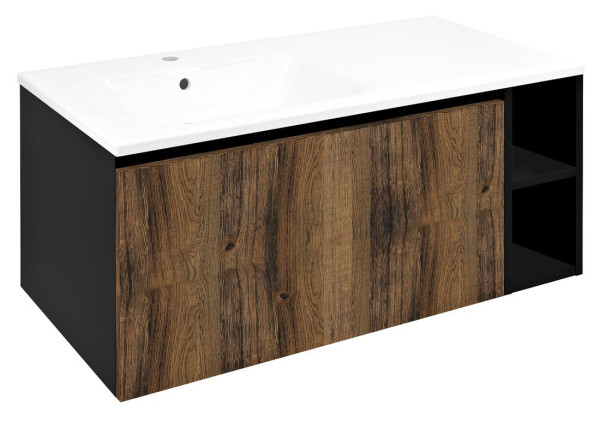 LOREA skříňka s umyvadlem 101x46x51,5cm (80+20cm), levá, dub collingwood/černá mat (LE080-1935-L-03)