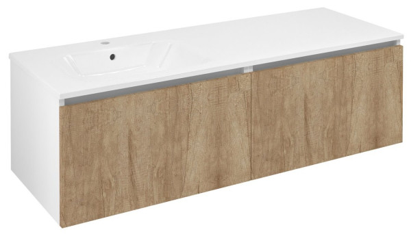 LOREA skříňka s umyvadlem 141x46x51,5cm (70+70cm), levá, dub alabama/bílá mat (LE070-2231-L-05)