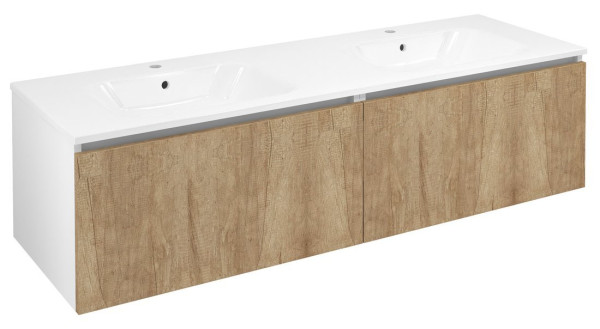 LOREA skříňka s dvojumyvadlem 161x46x51,5cm (80+80cm), dub alabama/bílá mat (LE080-2231-02)