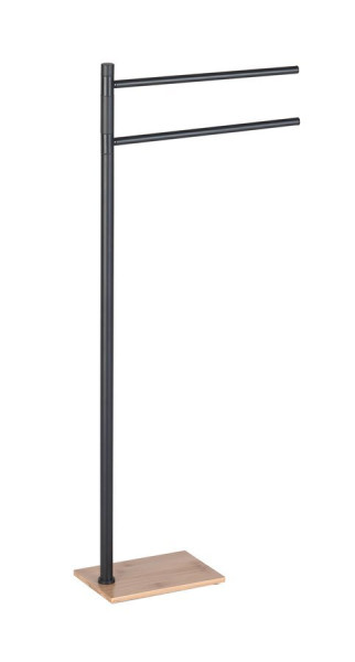 TRILLY stojan s držákem ručníků, hranatý, černá mat/bambus (TR3141)