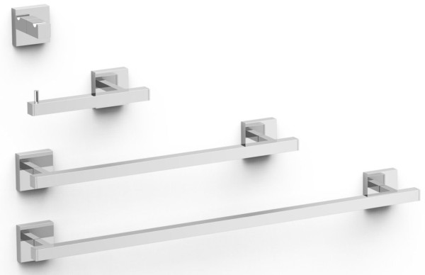 TRES Square SADA dopňků: 2x madlo na ručníky, 1x držák toal.papíru bez krytu, 1x háček, chrom (09598101) (1)