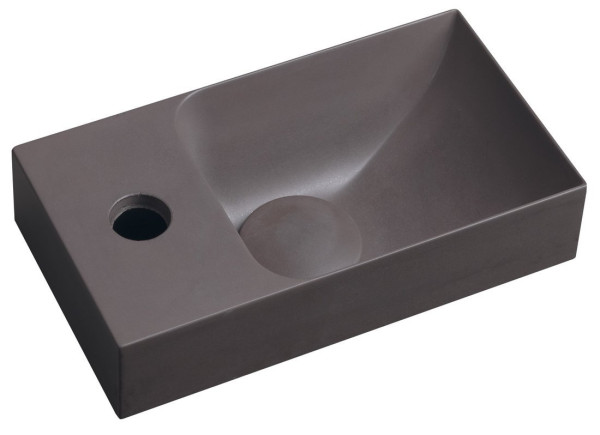 PICCOLINO betonové umývátko 30,8x17cm, baterie vlevo, tmavě hnědá (PK30015)