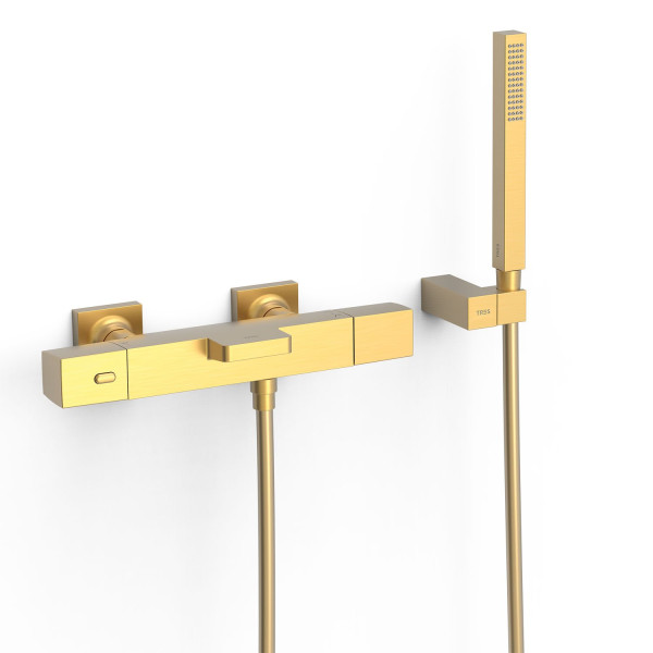 TRES termostatická vanová baterie nástěnná 150mm, s příslušenstvím, zlato mat (19017469OM) (2)