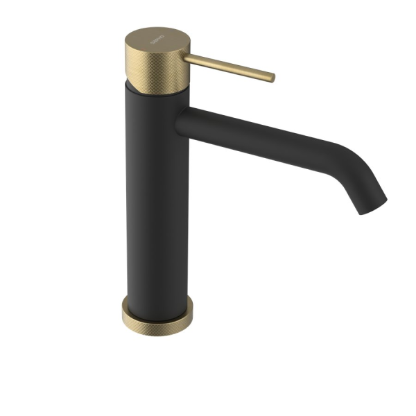 ULTRASAN stojánková umyvadlová baterie střední, černá mat/zlato mat (UT004VBG)