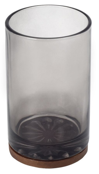 FIGO sklenka na postavení, kouřové sklo/dřevo (08398)