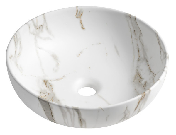 RONDANE keramické umyvadlo na desku Ø 41cm, bianco carrara (AR435BC)