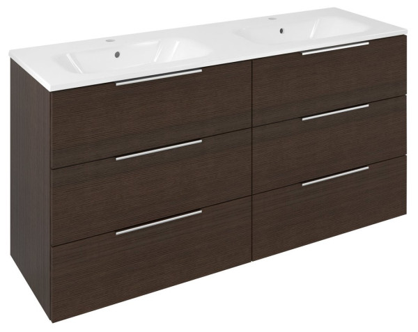 CIRASA umyvadlová skříňka s dvojumyvadlem 141x77x46cm, 3x zásuvka, borovice rustik (CR141-1616-31)