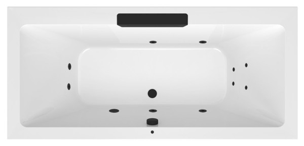 CASCATA hydromasážní vana, 185x85x45cm, kaskáda černá, Active Hydro, černá (73836.102.1030)