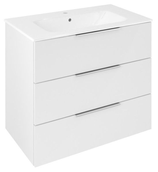 CIRASA umyvadlová skříňka 79,8x75x46cm, 3x zásuvka, bílá lesk (CR831-3030) (1)