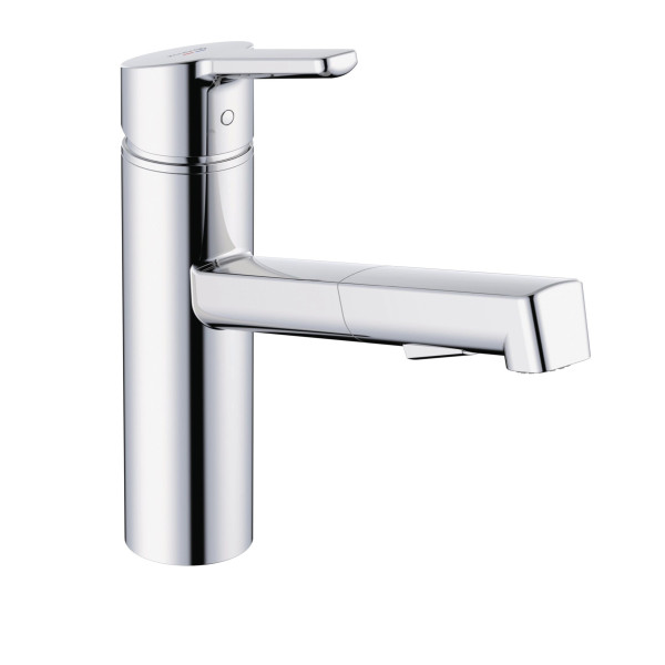 KLUDI M3 dřezová jednopáková stojánková baterie s výsuvným výtokem sprcha/proud, chrom (585810575) (1)