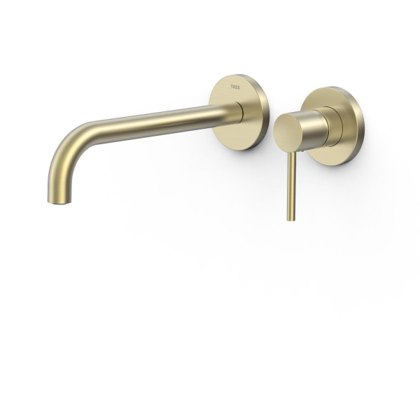 TRES STUDY podomítková umyvadlová baterie nástěnná, ramínko 237 mm, vrchní díl, Golden Cava (26230022CA) (2)