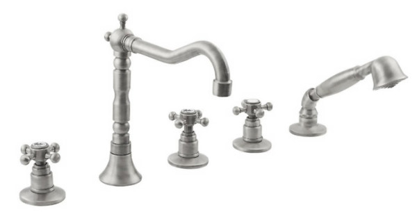 ANTEA pětiprvková baterie na okraj vany s retro hubicí, nikl (3888) (1)