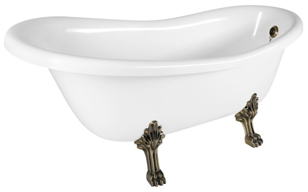 RETRO volně stojící vana 157x76,5x73cm, bílá, nohy bronz (43228)