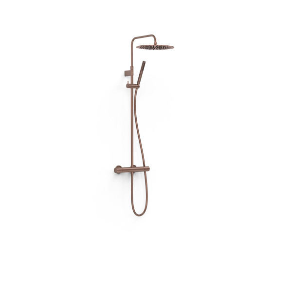 TRES TERMOSTATICKÝ teleskopický sprchový set, sprchová baterie termostatická 150mm s hlavovou a ruční sprchou, černý bronz (19039302KMB) (2)